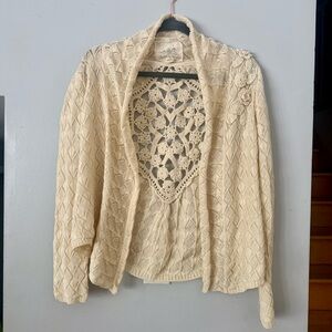 Angel Of The North Free Spirited Ivory Crochet Women's Cardigan
